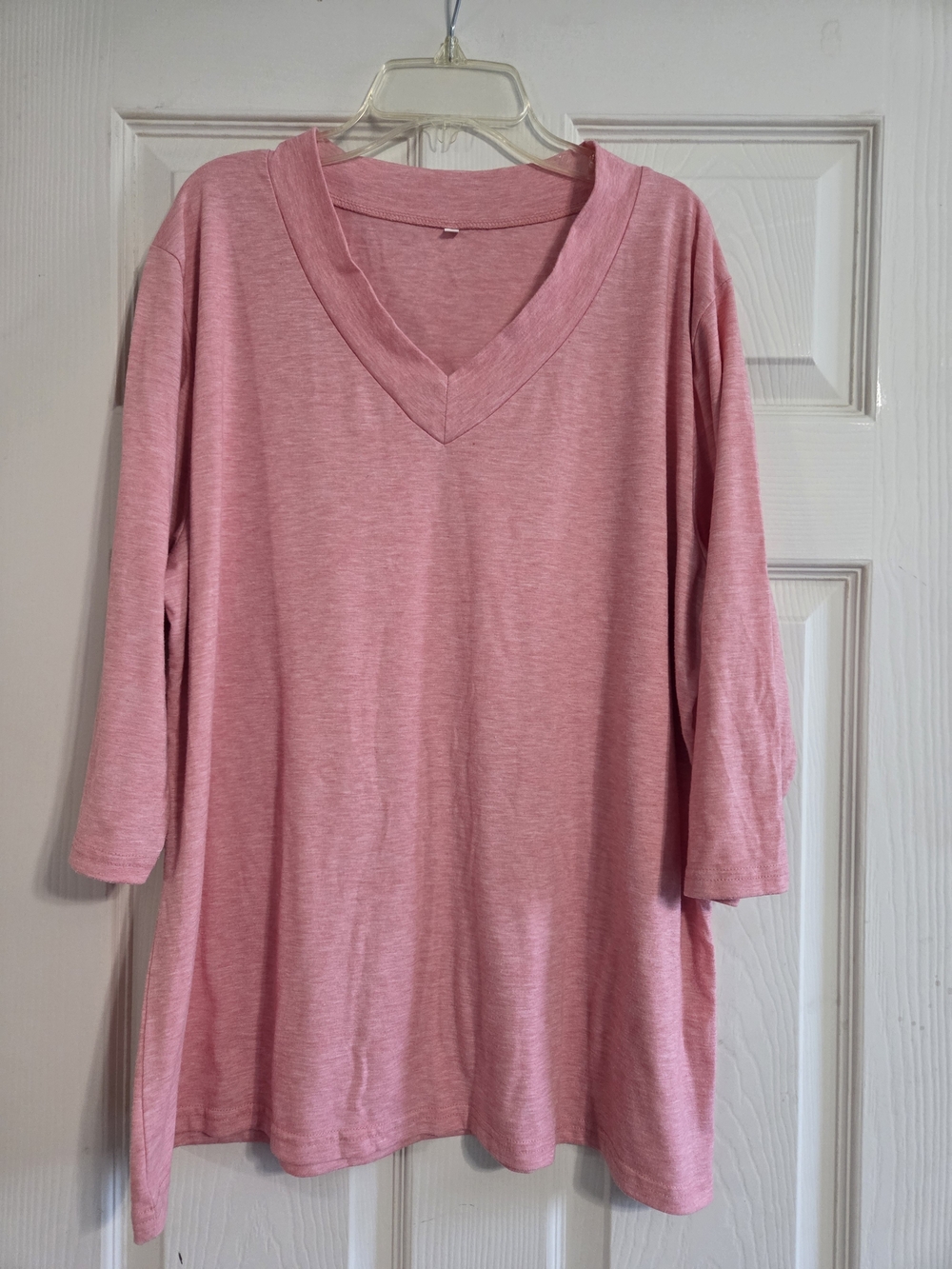 Source Unknown Relaxed V-Neck Blouse in Heathered Pink